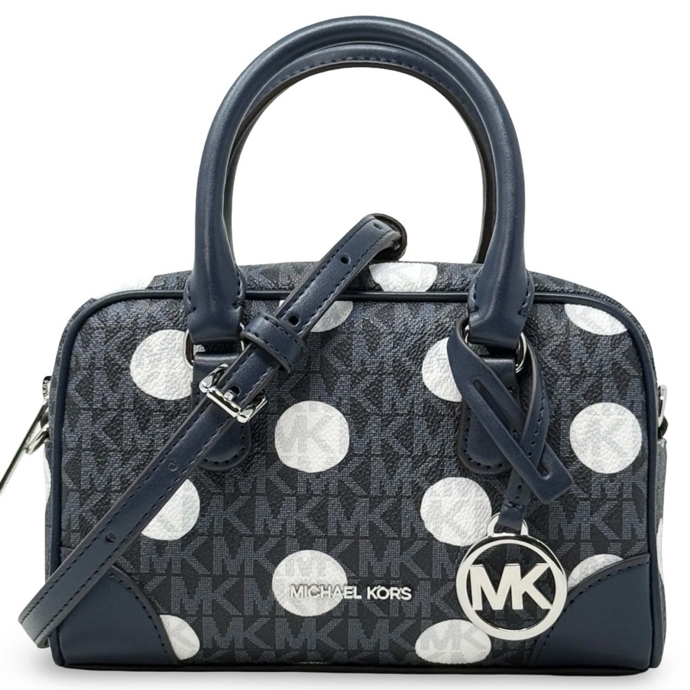 Michael Kors Navy White Polka Dot mini Satchel